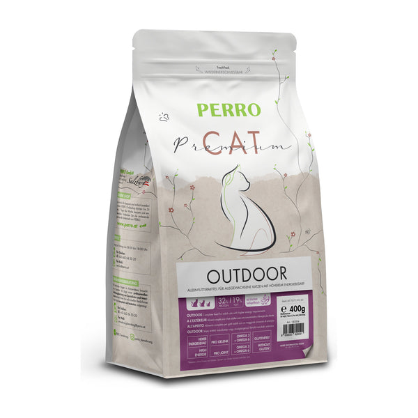 PERRO Cat Premium Outdoor, 400 g – energiereiches Trockenfutter für Freigänger