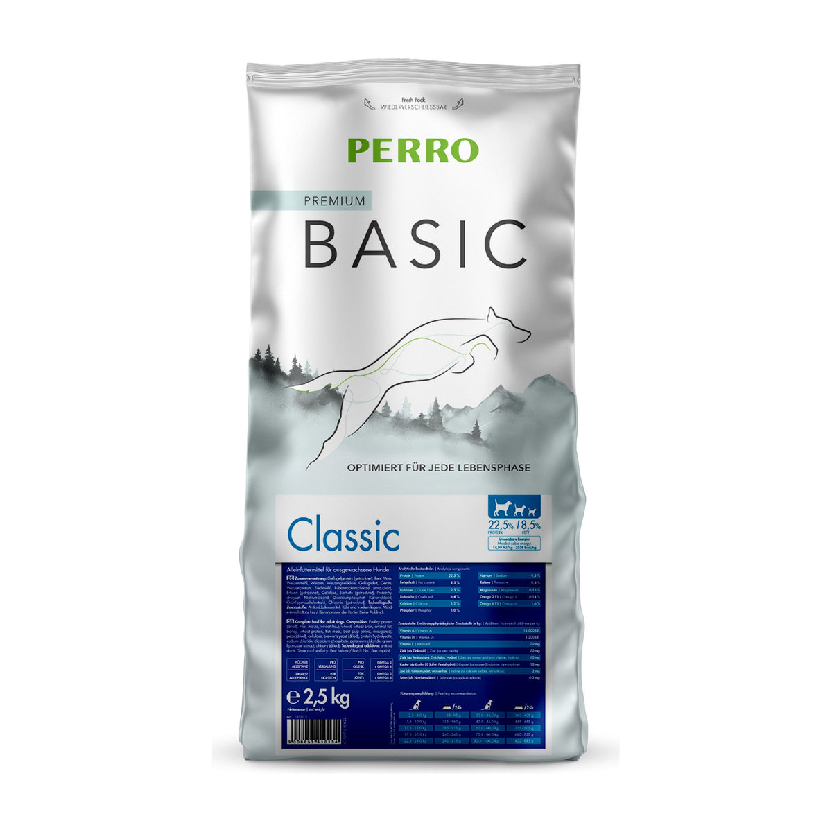 PERRO Basic Classic, 2,5 kg – Geflügel-Trockenfutter für erwachsene Hunde
