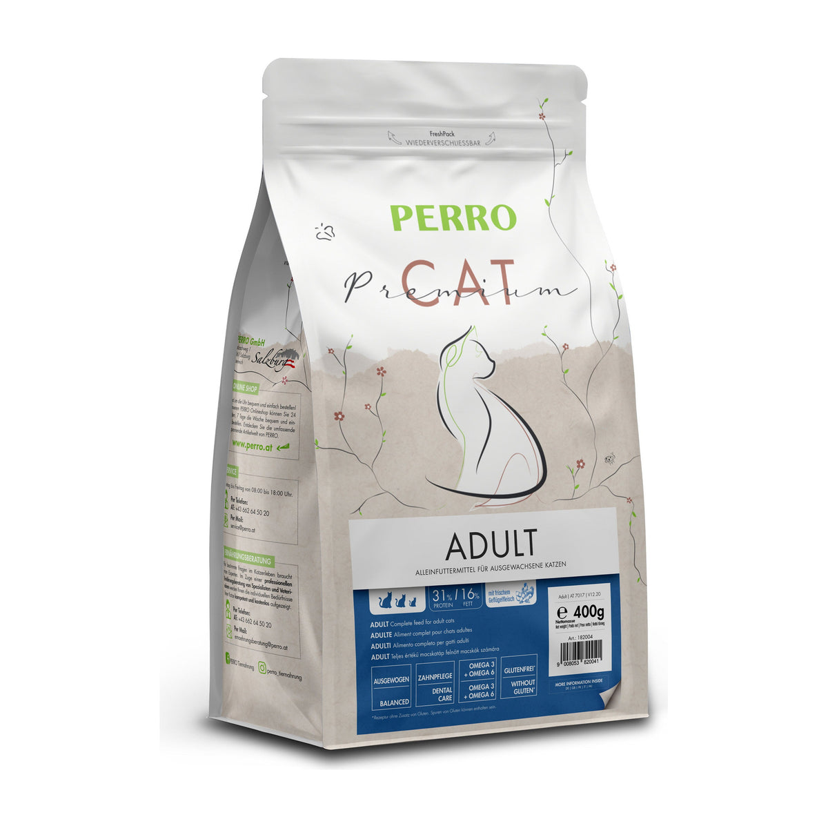 PERRO Cat Premium Adult, 400 g – Trockenfutter mit Geflügel für Katzen