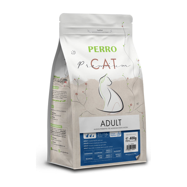 PERRO Cat Premium Adult, 400 g – Trockenfutter mit Geflügel für Katzen