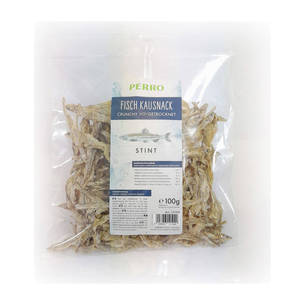 PERRO Fisch-Snack Stint, 100 g – getrockneter Ganzfisch für Katzen