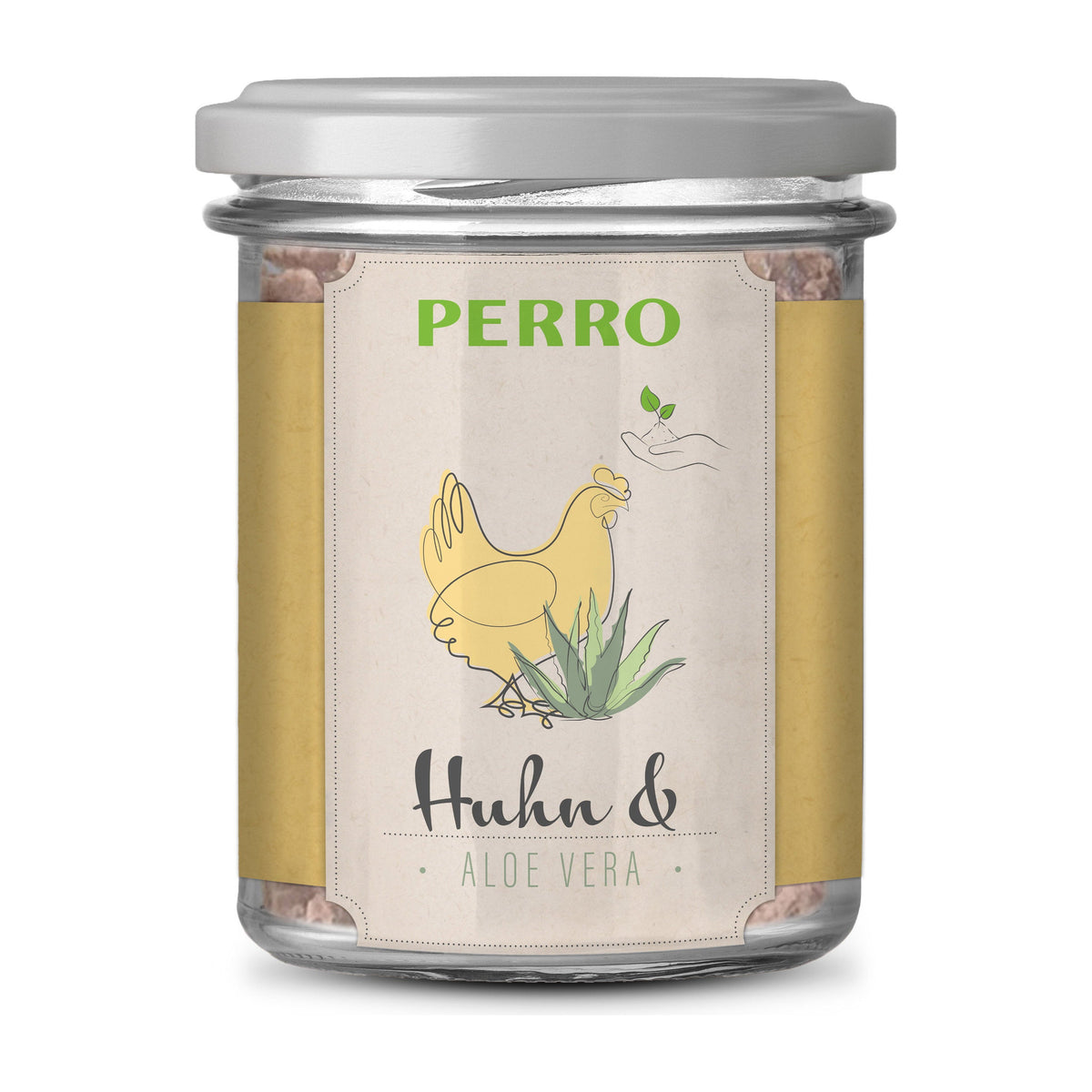 PERRO Genießer Glas Hund Huhn & Aloe Vera, 6 × 300 g – Nassfutter im Glas für Hunde
