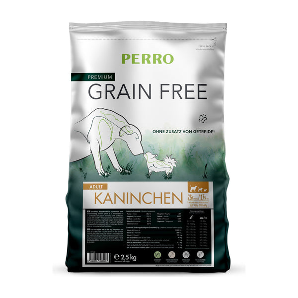 PERRO Grain Free Adult Kaninchen, 2,5 kg – Singleprotein-Trockenfutter für Hunde