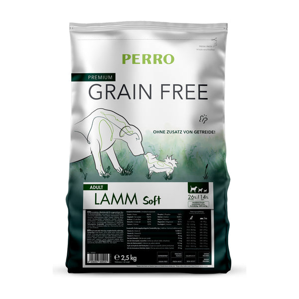 PERRO Grain Free Adult Lamm Soft, 2,5 kg – weiches Trockenfutter für Hunde