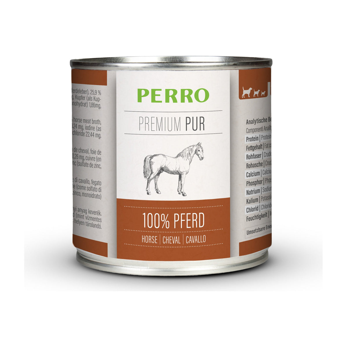 PERRO Premium Pur Pferd, Tray mit 12 × 200 g – Singleprotein-Nassfutter für Hunde