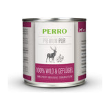 PERRO Premium Pur Wild & Geflügel, Tray mit 12 × 200 g – Fleisch-Nassfutter für Hunde