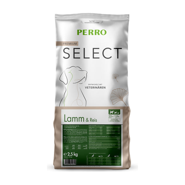 PERRO Select Lamm & Reis, 2,5 kg – klassisches Trockenfutter für Hunde