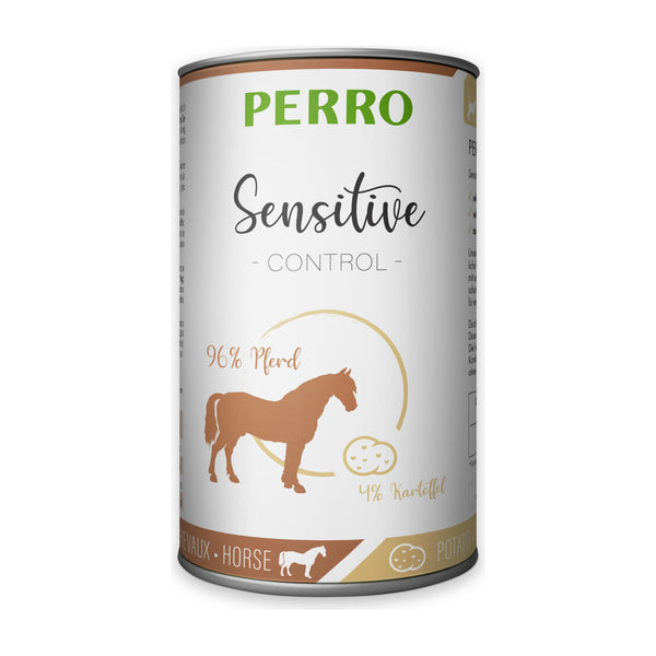 PERRO Sensitive Control Pferd & Kartoffel, Tray mit 12 × 410 g – Nassfutter ohne Getreide für Hunde
